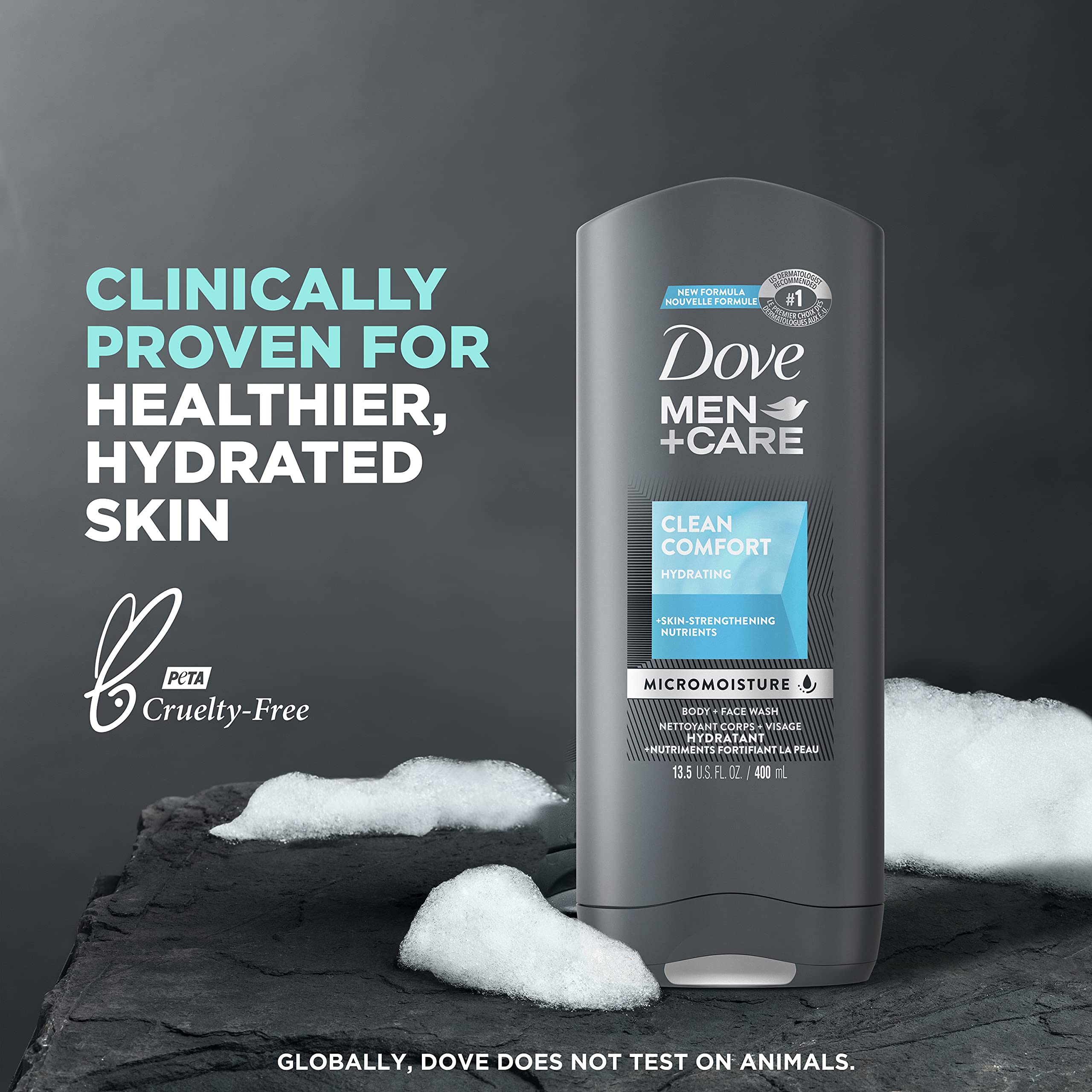 DOVE MEN + CARE Hair + Skin Care Regimen Personal Care for Men Clean Comfort + Fresh & Clean Body Wash, 2-in-1 Shampoo and Conditioner, and Antiperspirant Clinical Deodorant